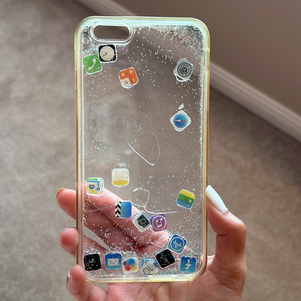 Apple iPhone 6S+ Apple Icons Hard Cover/Case with Glitter